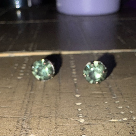 Rainbow Jewelry - Silver Earrings with Green Gemstones